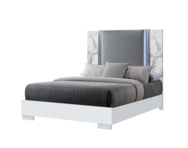 Global Ylime White Marble Queen Bed large image number 2