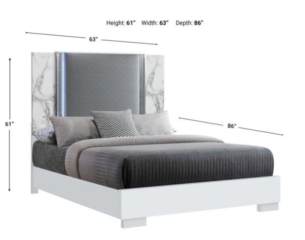 Global Ylime White Marble Queen Bed large image number 5