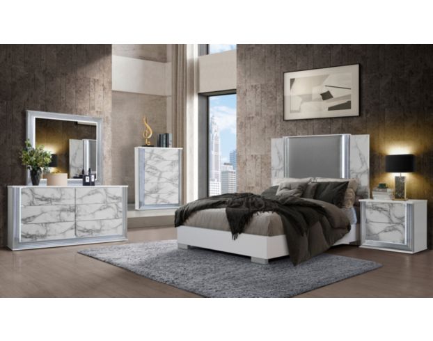 Global Ylime White Marble 4-Piece Queen Bedroom Set large image number 8