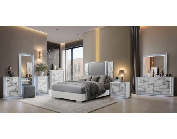 Global Ylime White Marble 4-Piece Queen Bedroom Set large image number 9