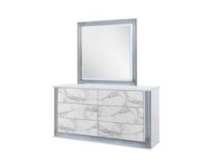 Global Ylime White Marble Dresser with Mirror