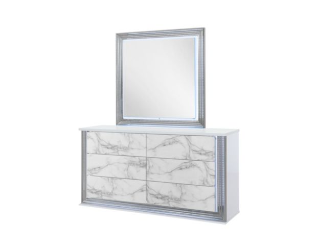 Global Ylime White Marble Dresser with Mirror large image number 2