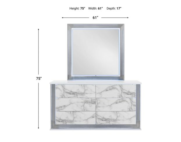 Global Ylime White Marble Dresser with Mirror large image number 6