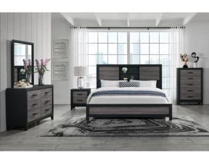 Global Lisbon 4-Piece Queen Bookcase Bedroom Set