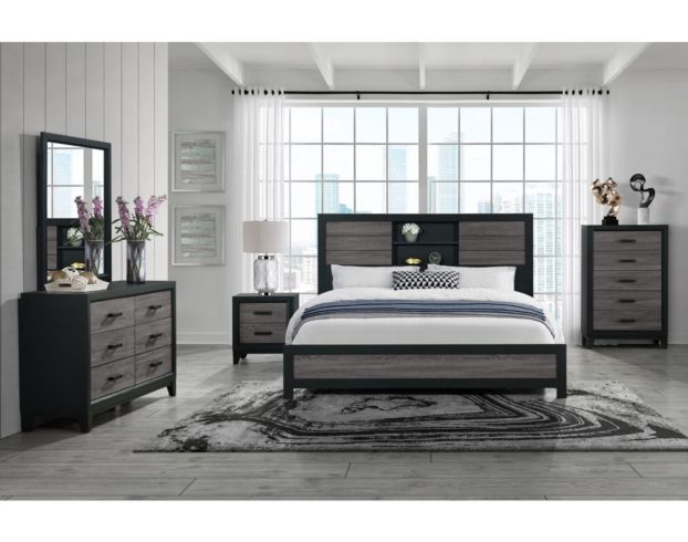 Global Lisbon 4-Piece Queen Bookcase Bedroom Set large image number 1