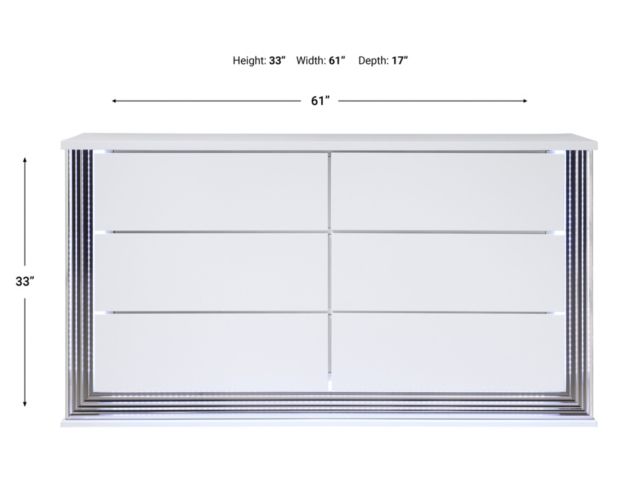 Global Ylime Smooth White Dresser large image number 5