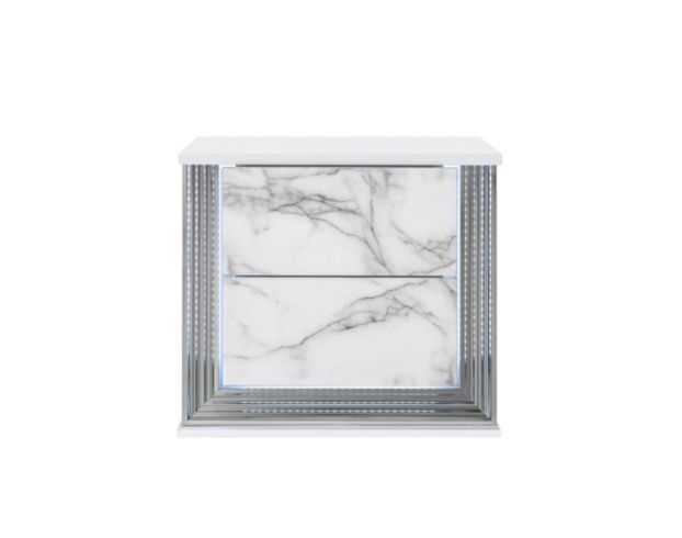 Global Ylime White Marble Nightstand large image number 1