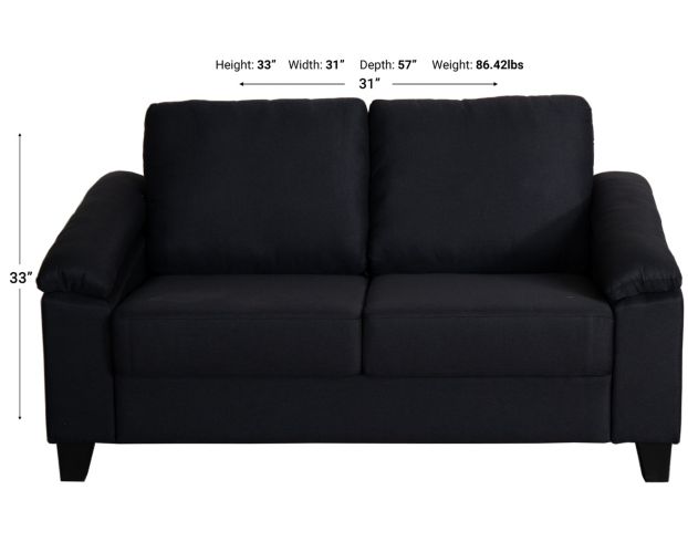 Global U1543 Collection Charcoal Loveseat large image number 6
