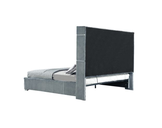 Global 2215 Collection Gray Velvet Queen Bed large image number 3