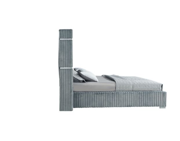 Global 2215 Collection Gray Velvet Queen Bed large image number 5