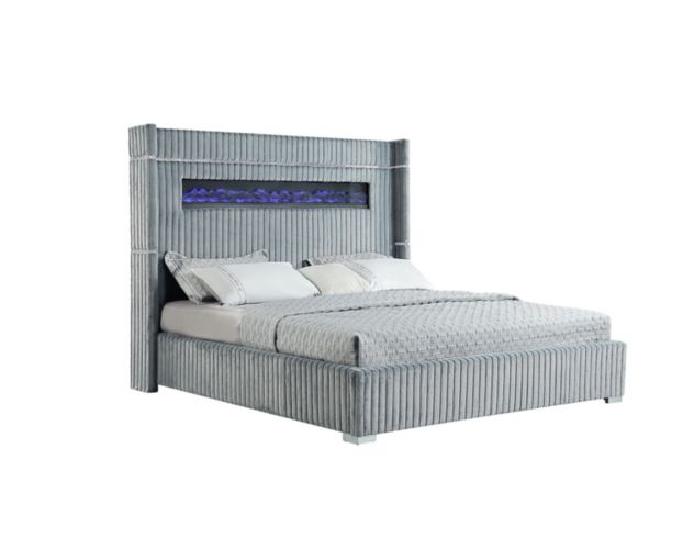 Global 2215 Collection Gray Velvet King Bed large image number 6