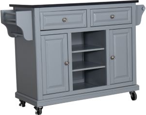 Rize Home Glenwillow Gray Kitchen Cart
