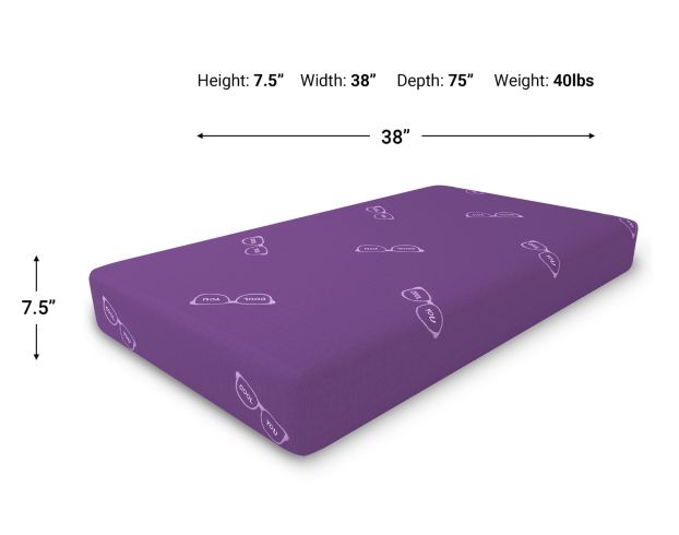 Glideaway Youth Purple Hybrid Twin Mattress in a Box large image number 9