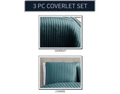 Hallmart Mansfield 3-Piece Teal Queen Coverlet Set