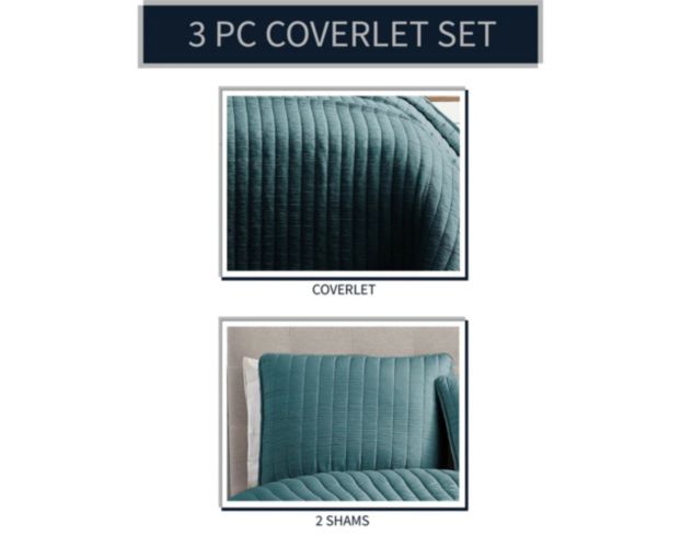 Hallmart Mansfield 3-Piece Teal Queen Coverlet Set large image number 2