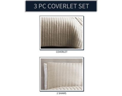 Hallmart Collectibles Mansfield Tan Crinkle 3-Piece King Coverlet Set