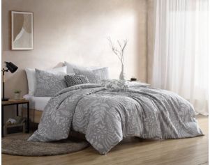 Hallmart Collectibles Impress Gray/Ivory 5-Piece Queen Comforter Set