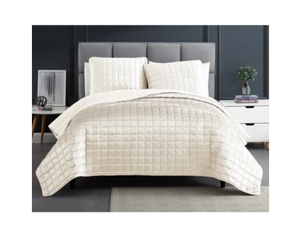 Hallmart Luxe 3-Piece White Queen Coverlet Set large image number 1