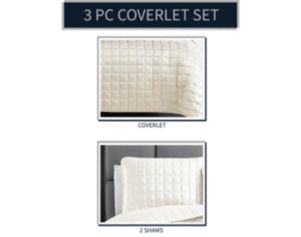 Hallmart Luxe 3-Piece White Queen Coverlet Set