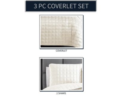 Hallmart Luxe 3-Piece White Queen Coverlet Set