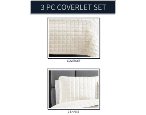 Hallmart Luxe 3-Piece White Queen Coverlet Set large image number 2