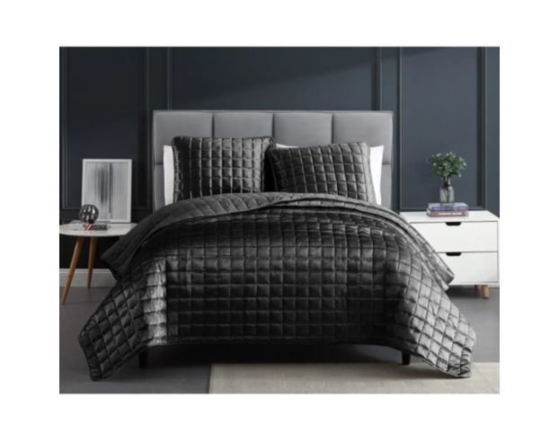 Hallmart Luxe 3-Piece Black Queen Coverlet Set large image number 1