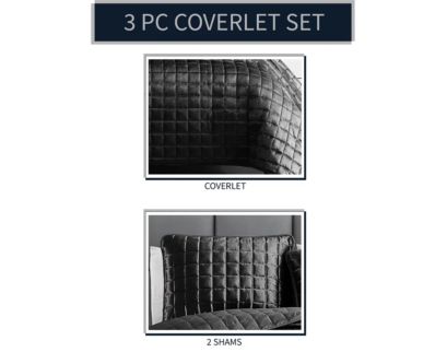 Hallmart Luxe 3-Piece Black Queen Coverlet Set