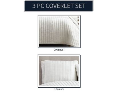 Hallmart Collectibles Mansfield Ivory Crinkle 3-Piece King Coverlet Set