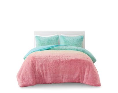 Hampton Hill Aqua Ombre Shaggy 2-Piece Twin Comforter Set