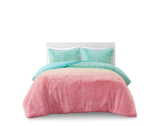 Hampton Hill Aqua Ombre Shaggy 2-Piece Twin Comforter Set large image number 1