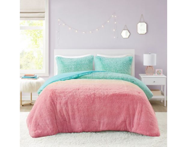 Hampton Hill Aqua Ombre Shaggy 2-Piece Twin Comforter Set large image number 6