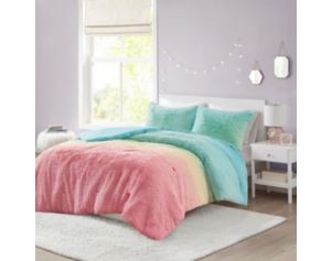 Hampton Hill Aqua Ombre Shaggy 3-Piece Full/Queen Comforter Set