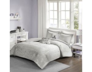 Hampton Hill Zoey Grey/Silver 4-Piece Twin Comforter Set