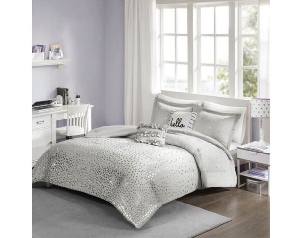 Hampton Hill Zoey Grey/Silver 4-Piece Twin Comforter Set large image number 1