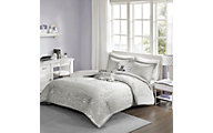 Hampton Hill Zoey Grey/Silver 4-Piece Twin Comforter Set