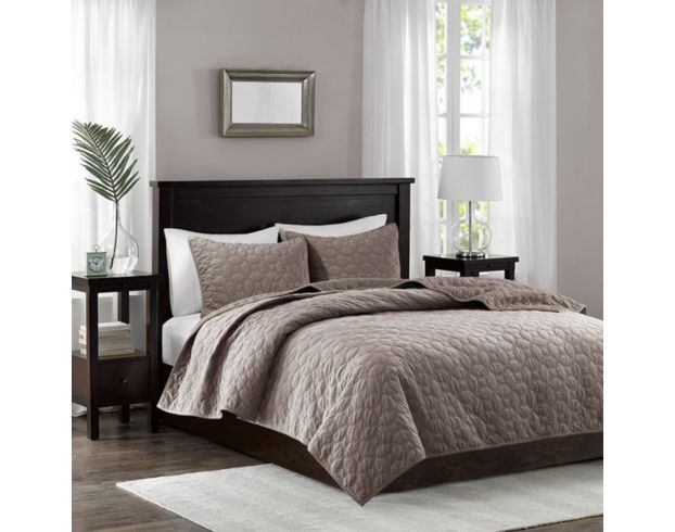 Hampton Hill Harper Taupe 3-Piece Queen Coverlet large image number 1
