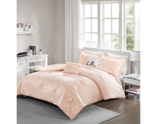 Hampton Hill Zoey Blush/Rose Gold 4-Piece Twin Comforter Set large image number 1