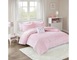 Hampton Hill Rosalie Pink 4-Piece Full Comforter Set