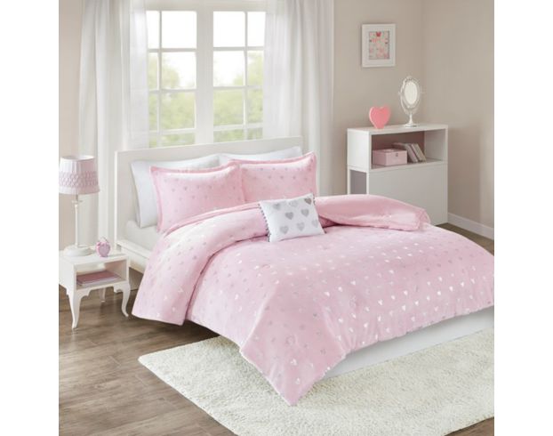 Hampton Hill Rosalie Pink 4-Piece Full Comforter Set large image number 1