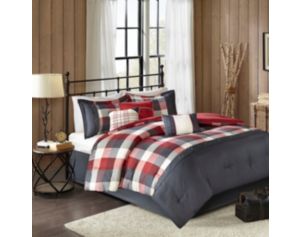 Hampton Hill Ridge Red 7-Piece Queen Comforter Set