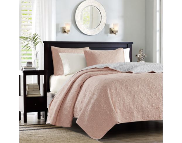 Hampton Hill Quebec Blush/Gray 3-Piece Queen Coverlet Set large image number 1
