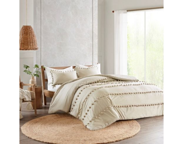 Hampton Hill Leona Taupe 3-Piece Full/Queen Comforter Set large image number 1