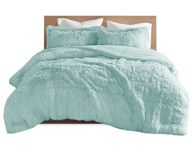 Hampton Hill Intelligent Design Malea 2-Piece Aqua Shaggy Faux Fur Twin/Twin XL Comforter large image number 1