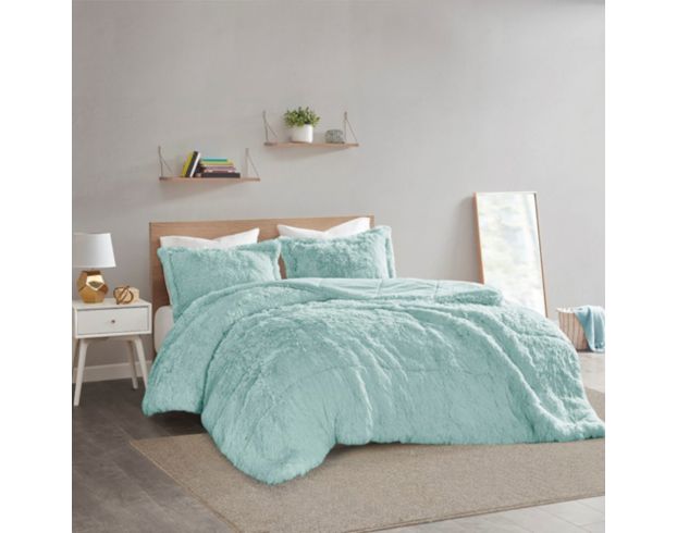 Hampton Hill Intelligent Design Malea 2-Piece Aqua Shaggy Faux Fur Twin/Twin XL Comforter large image number 5