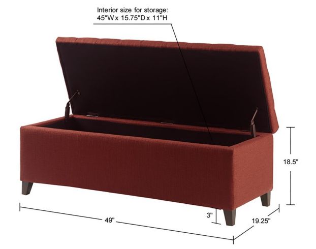 Hampton Hill Shandra Tufted Red Storage Bench large image number 5