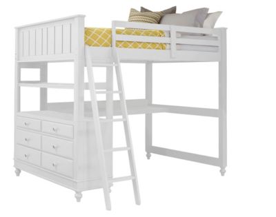 white loft bed with desk