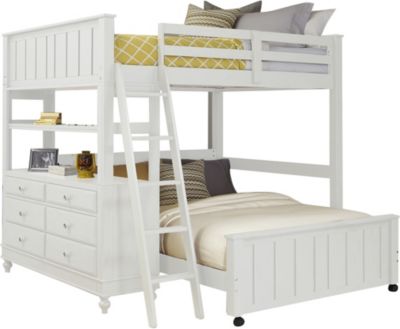 Hilale Furniture White Lakehouse, Bunk Bed And Dresser Set