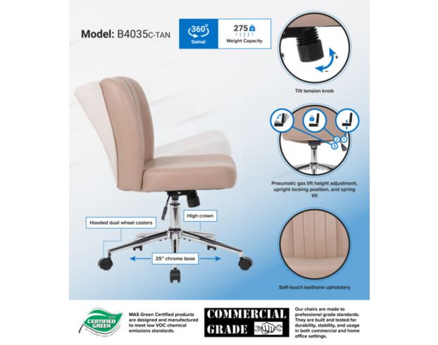 Presidential Seating Boss Leathaire Tan Task Chair large image number 6