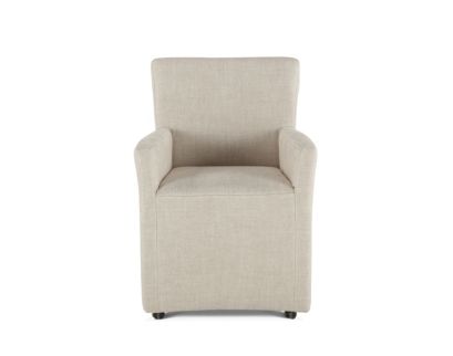 Home Trends And Design Malibu Peabody Linen Dining Arm Chair with Casters