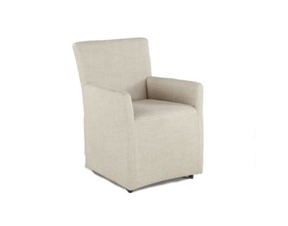 Home Trends And Design Malibu Peabody Linen Dining Arm Chair with Casters